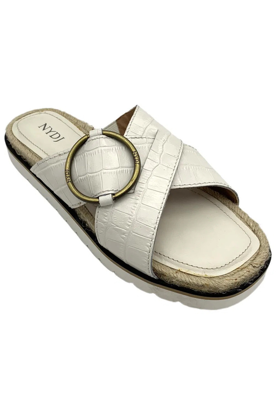 NYDJ Women's Rossi Slide Sandal Crocco Bone - Medium